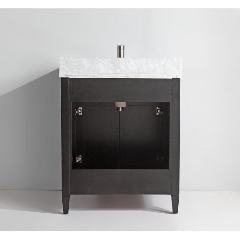 Gracie Oaks Lachine 24'' Single Bathroom Vanity with Carrara Marble Top